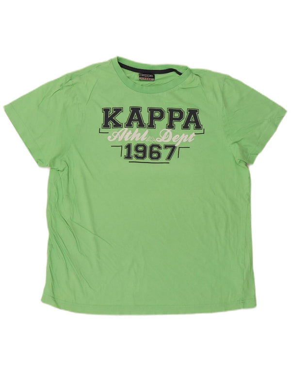 Męski T-shirt z grafiką Kappa, duży, zielony, bawełniany