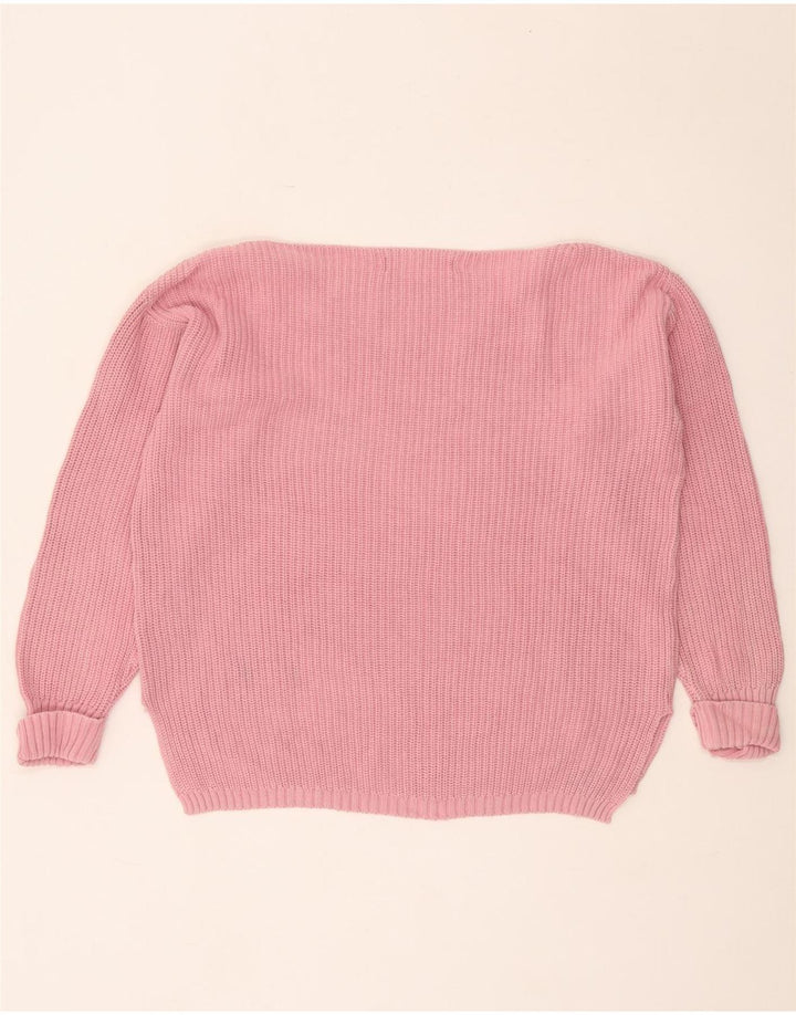 Marks & Spencer Damski sweter oversize z dekoltem w łódkę, UK 10, mały, różowy