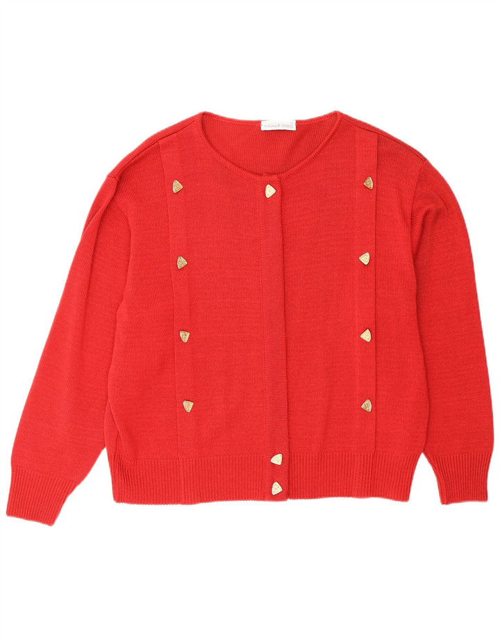 Vintage damski sweter oversize IT 42 średni czerwony bawełniany