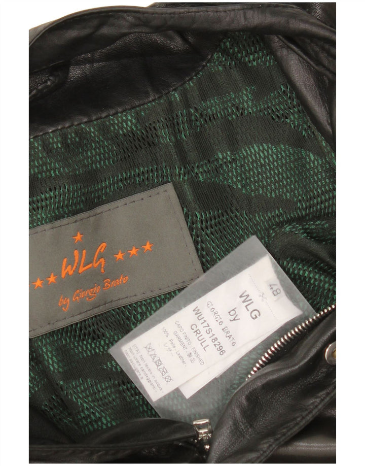 Męska kurtka skórzana IT 48 Średnia czarna skóra