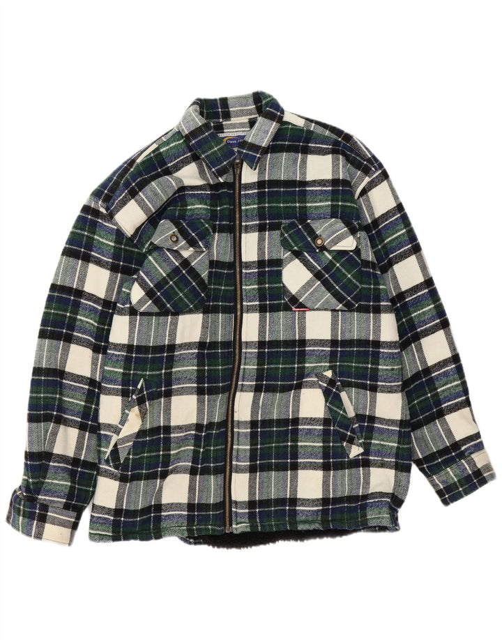 Vintage męska koszula flanelowa w dużą zieloną kratkę