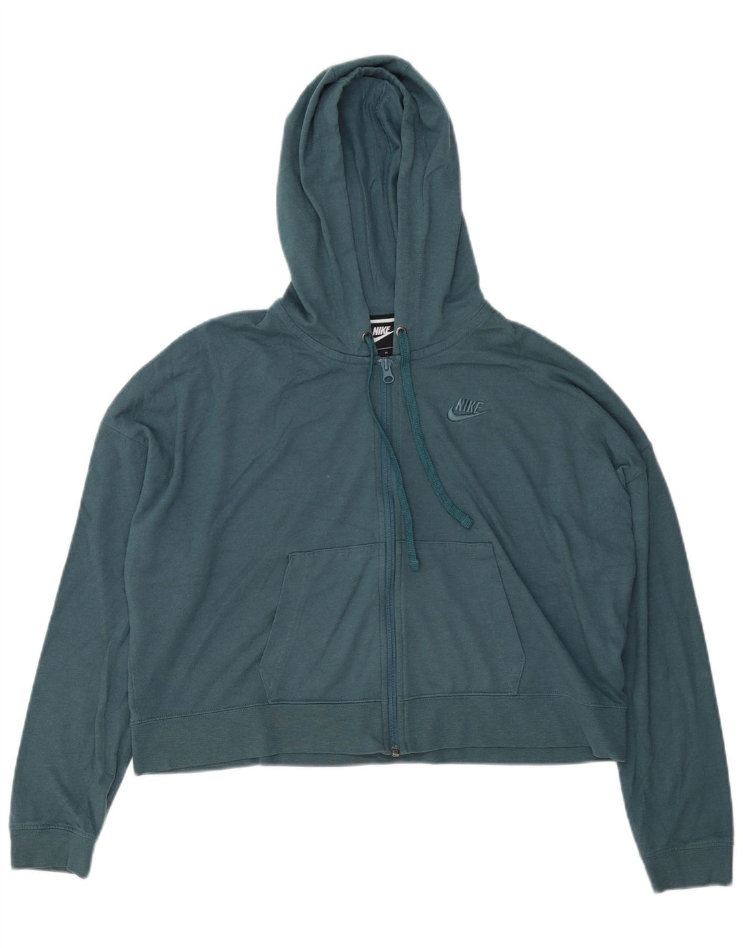 Damska bluza z kapturem i zamkiem błyskawicznym Nike, Crop Oversized, UK 14, średni niebieski poliester