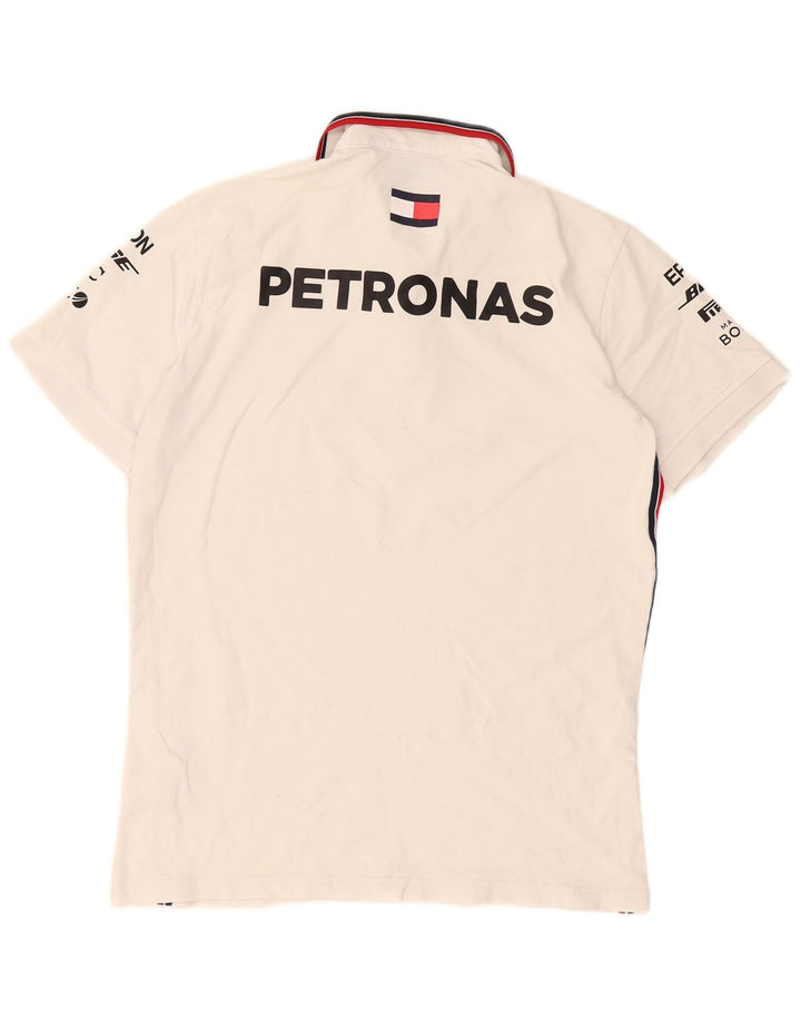 Męska koszulka polo w stylu vintage z grafiką, średnia, bawełniana w białe paski
