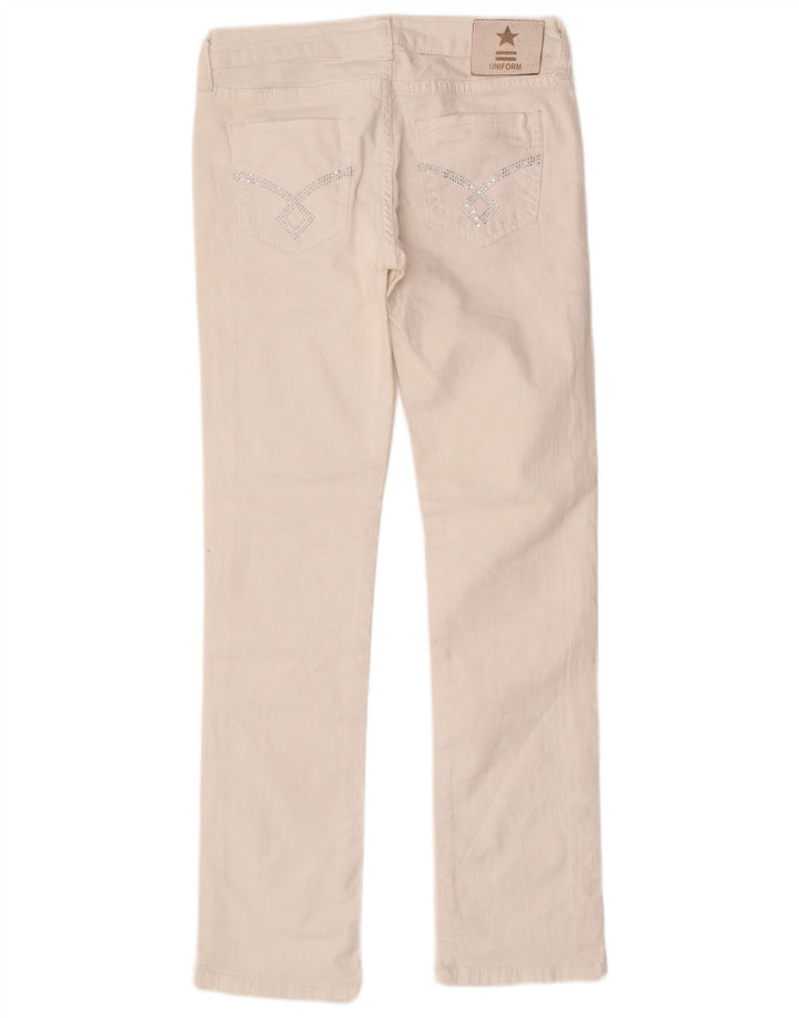 Jednolite damskie jeansy slim W27 L29 Biała bawełna