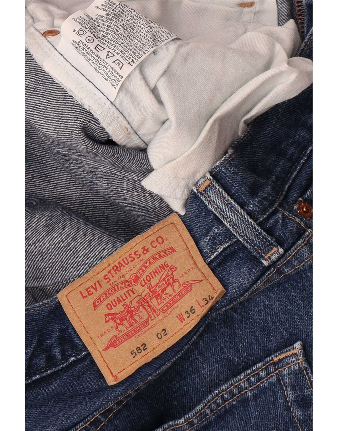 Męskie dżinsy Levi's 582 Straight W36 L34 Granatowa bawełna