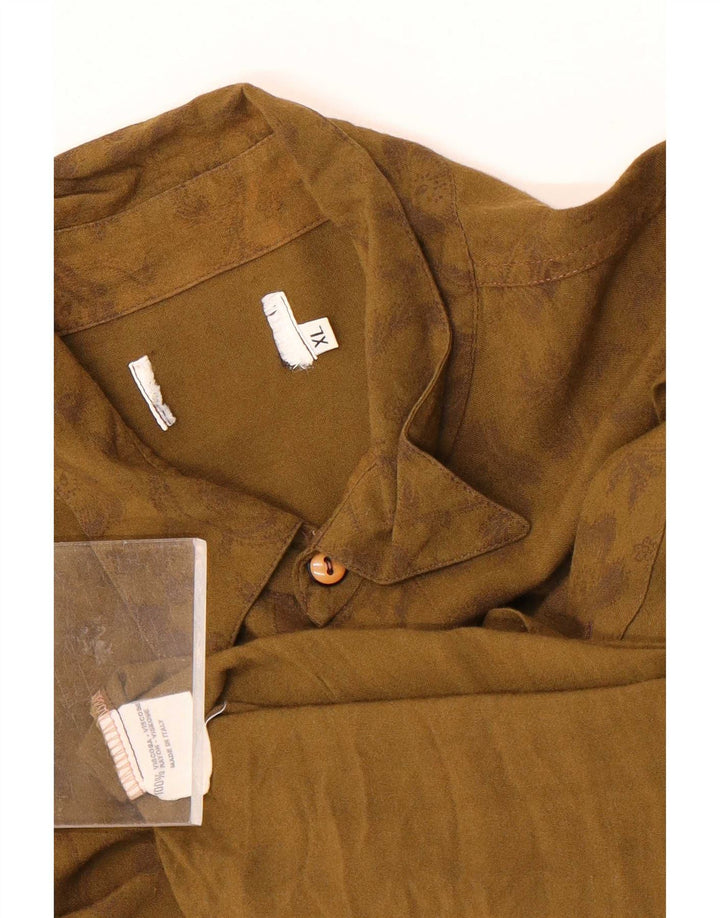 Koszula męska Vintage XL w kolorze khaki z wiskozy w kwiaty