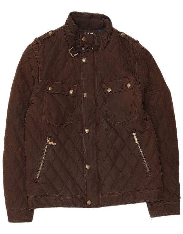 Męska pikowana kurtka wojskowa Zara UK 42 XL brązowa