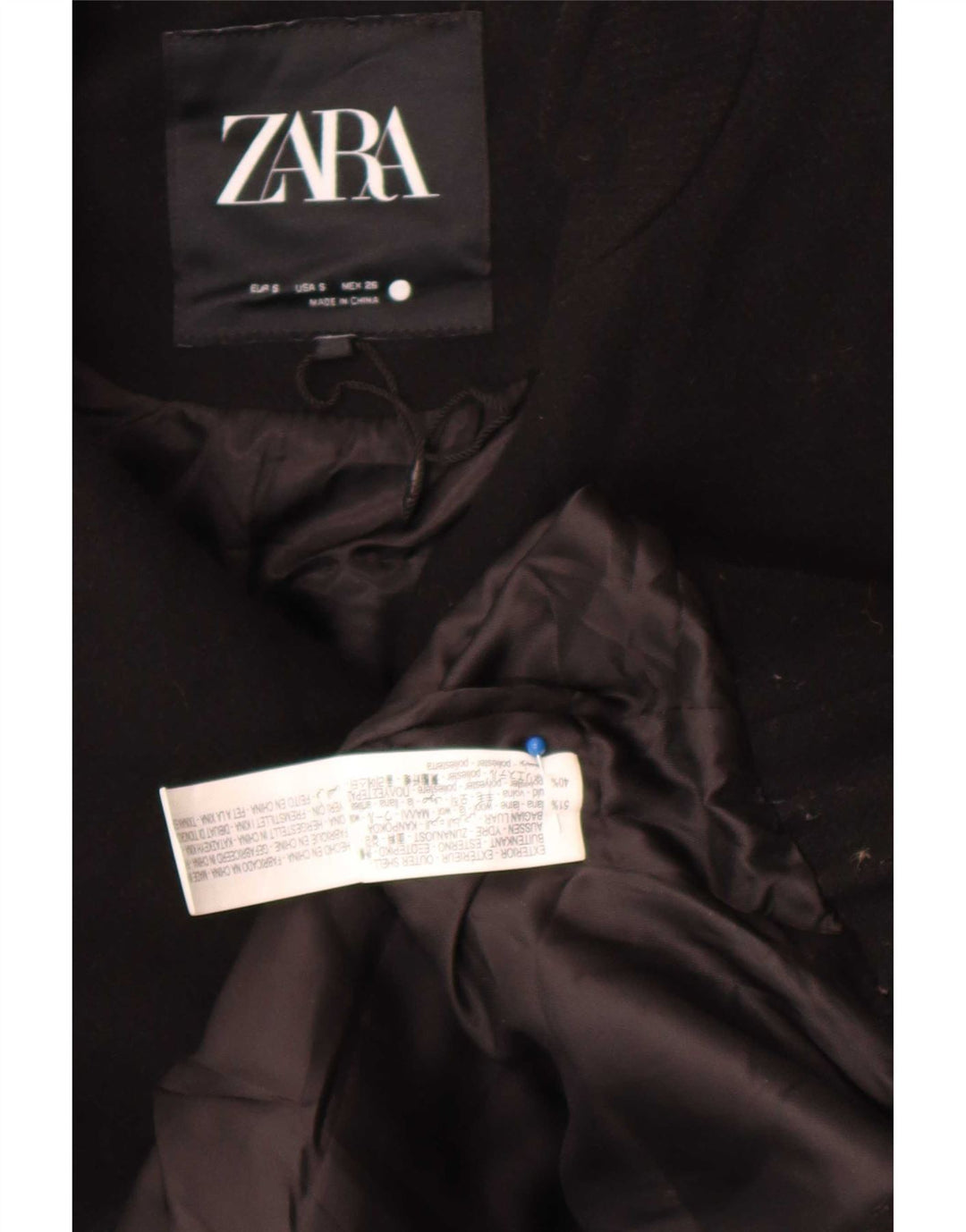 Damska kurtka bomberka oversize Zara UK 10, mała czarna wełniana