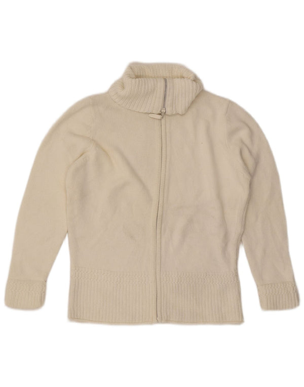 Marks & Spencer Damski sweter rozpinany na zamek, UK 16, duży, biały, bawełniany