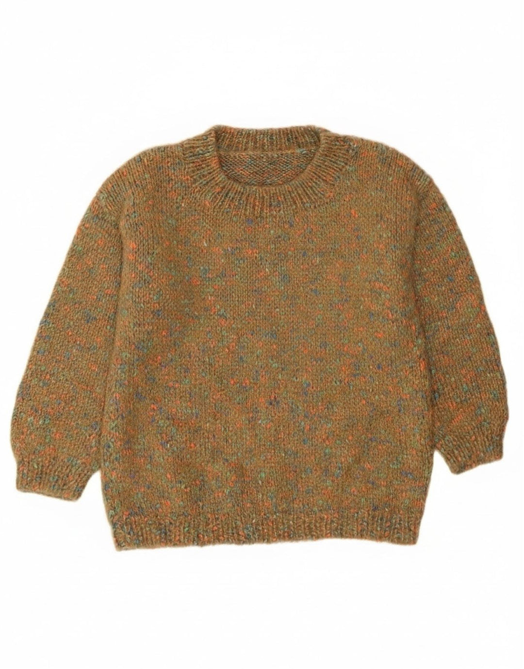 Sweter damski w stylu vintage z okrągłym dekoltem UK 12, średni, zielony, nakrapiany