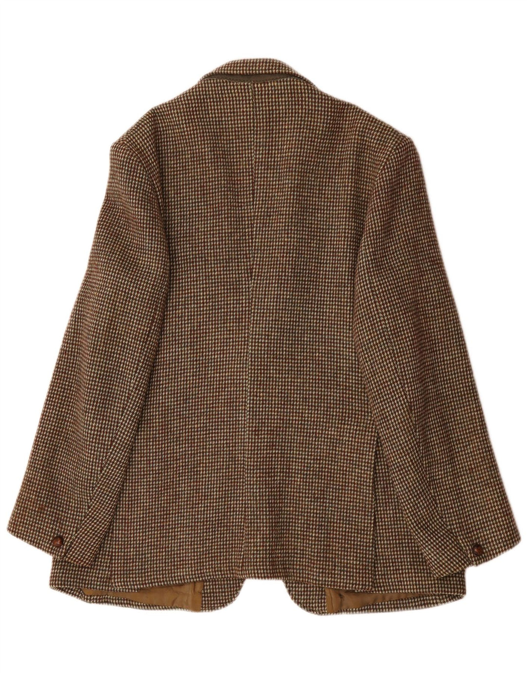 Męska marynarka zapinana na 2 guziki Harris Tweed UK 38 Średnia brązowa wełna w kratkę