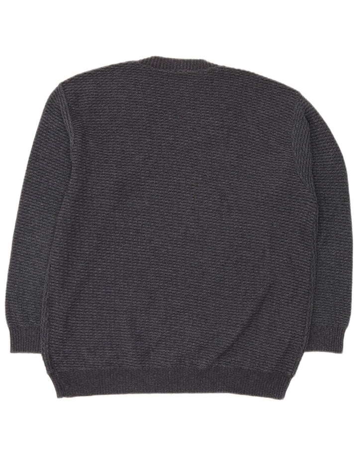 Męski sweter VINTAGE z dekoltem w kształcie litery V IT 50, średnioszary, geometryczny