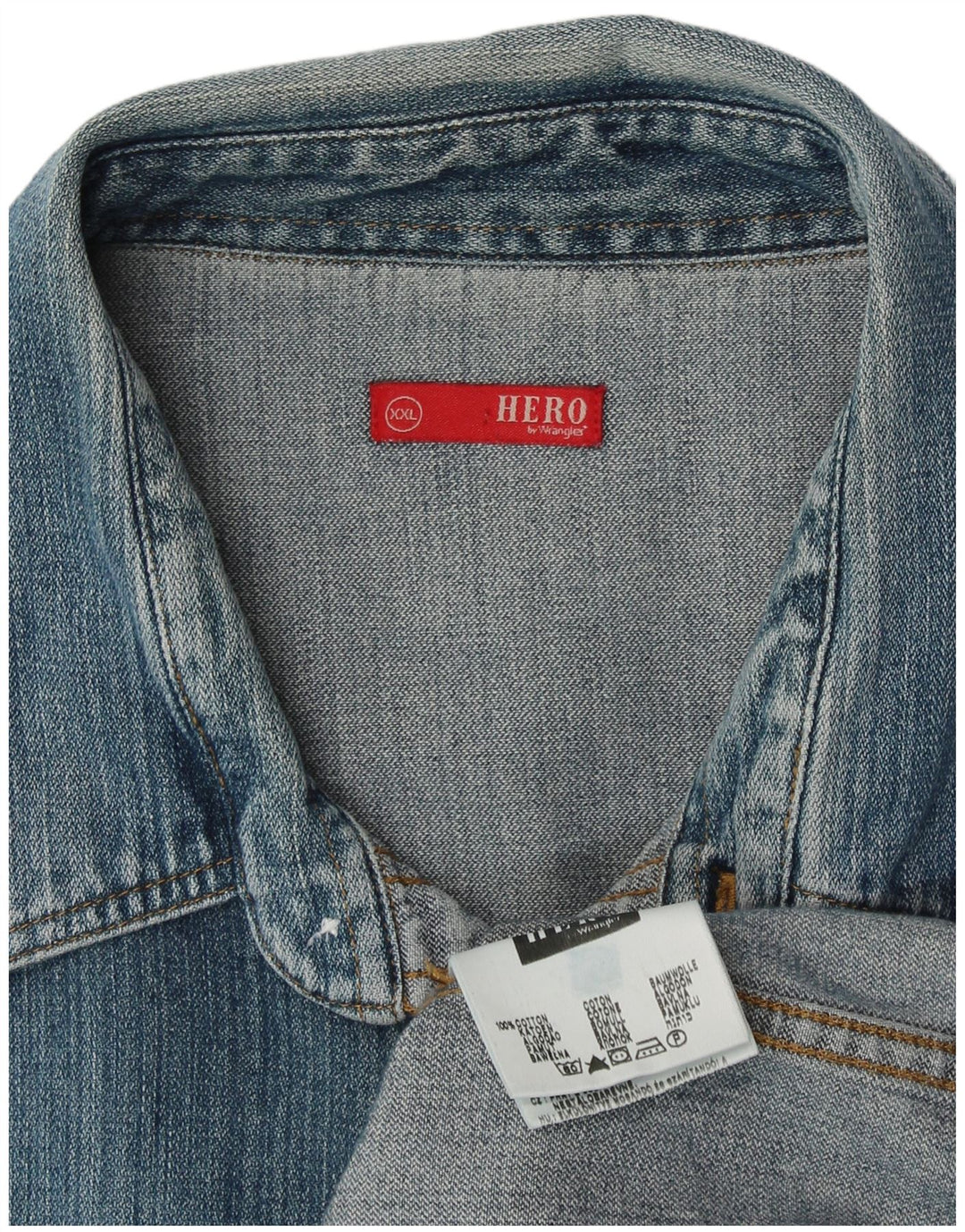 Męska koszula dżinsowa WRANGLER 2XL, niebieska, bawełniana