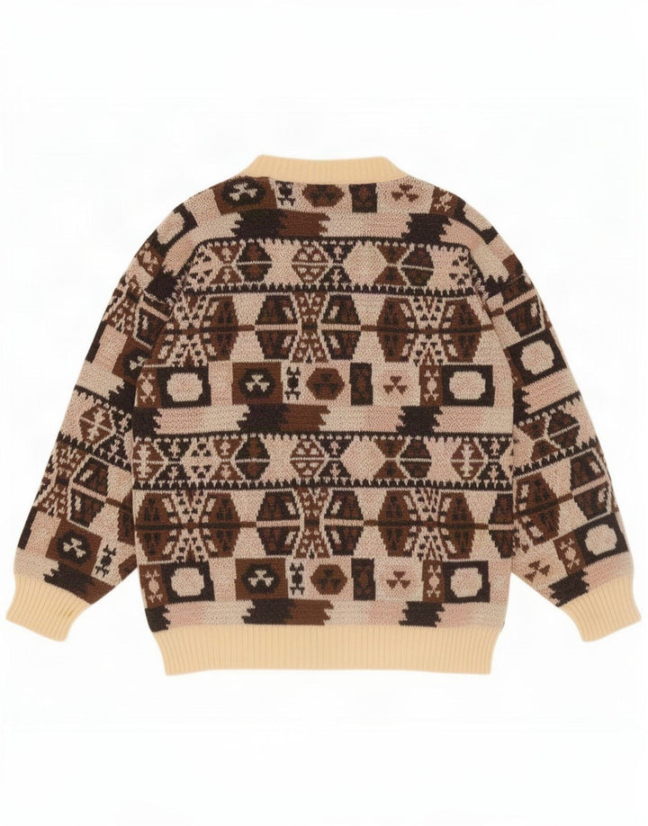 Męski sweter z okrągłym dekoltem Missoni Średni brązowy, geometryczny wełniany