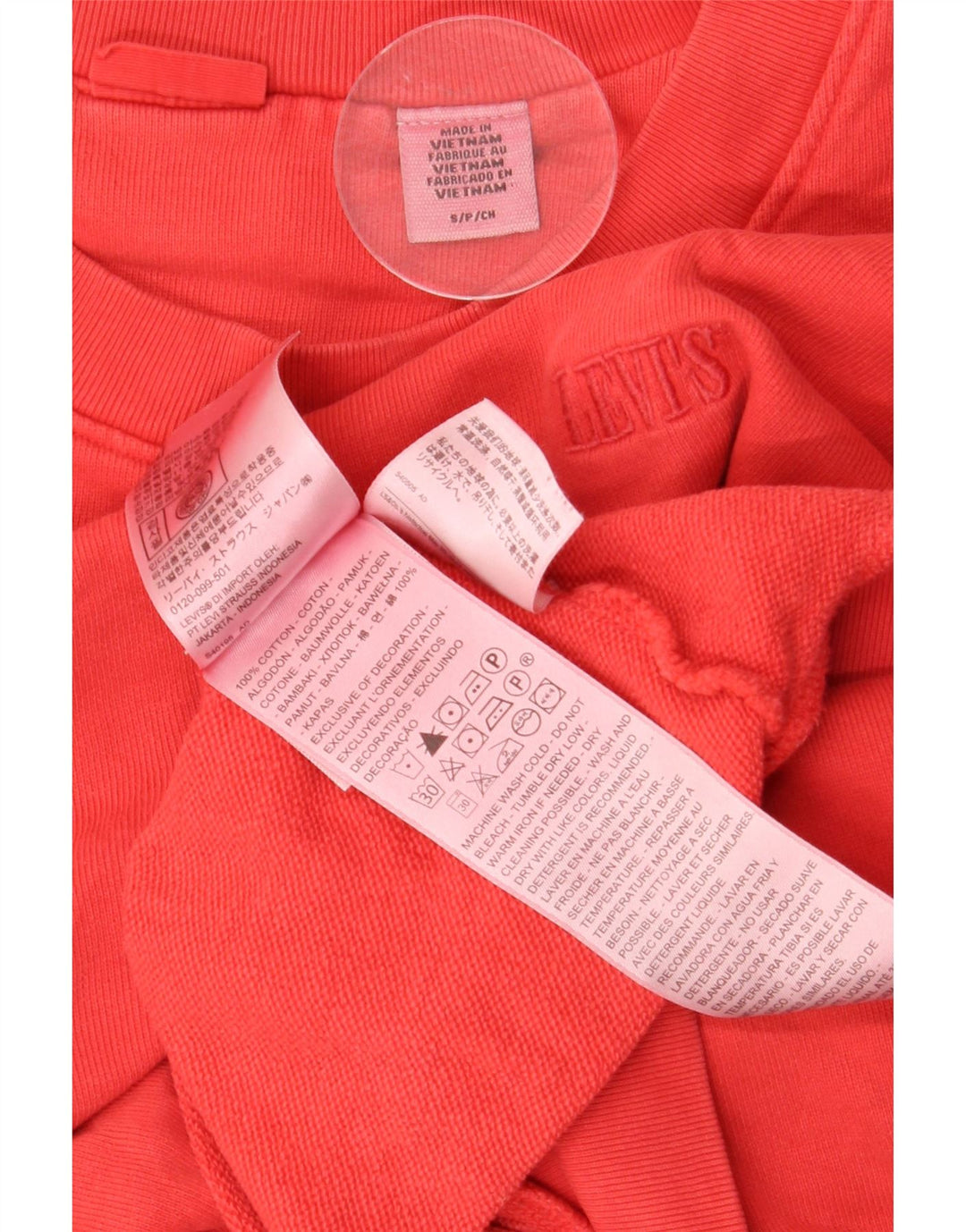 Damski sweter oversize Levi's Crop UK 10 Small Red Cotton