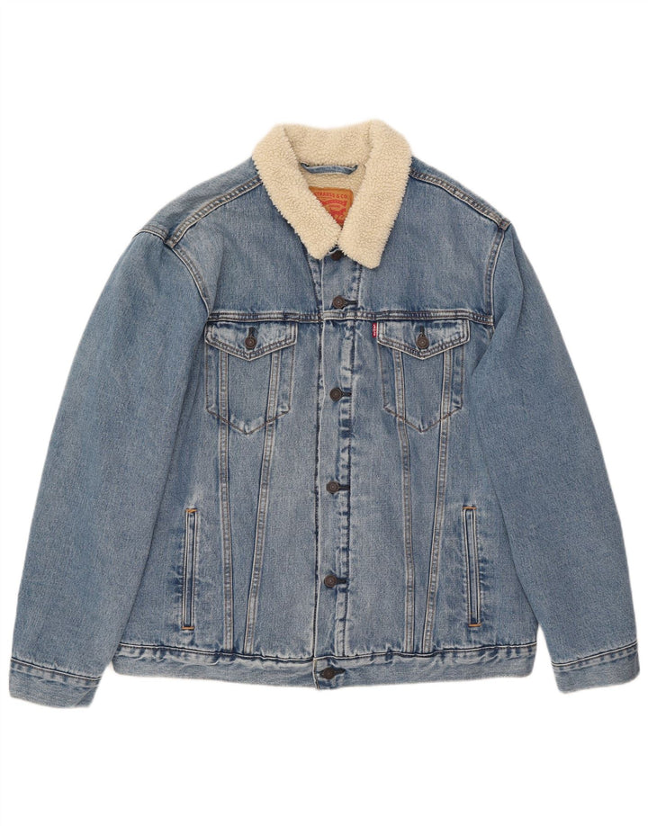 Męska kurtka dżinsowa Levi's Sherpa UK 44 2XL Niebieska bawełna