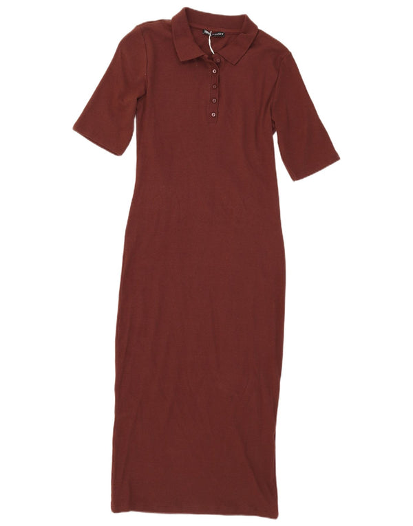 Damska sukienka maxi polo Zara UK 14, duża, brązowa bawełna