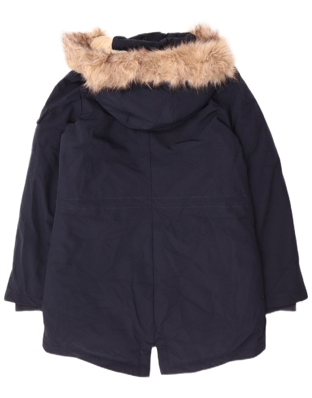 Damska kurtka parka z kapturem Ralph Lauren UK 10, mała, granatowa, poliester