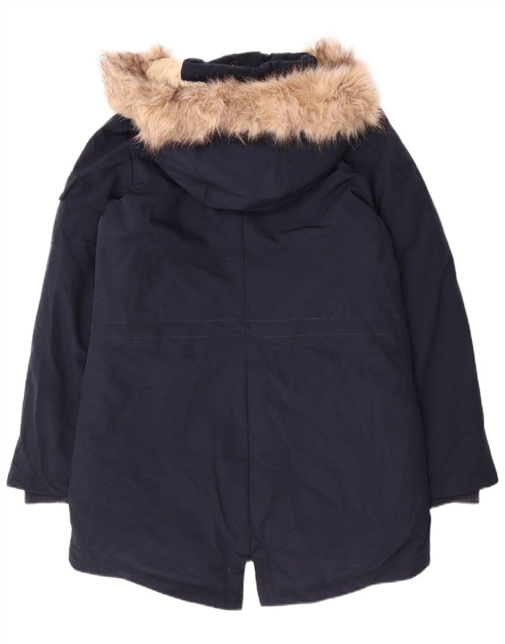 Damska kurtka parka z kapturem Ralph Lauren UK 10, mała, granatowa, poliester