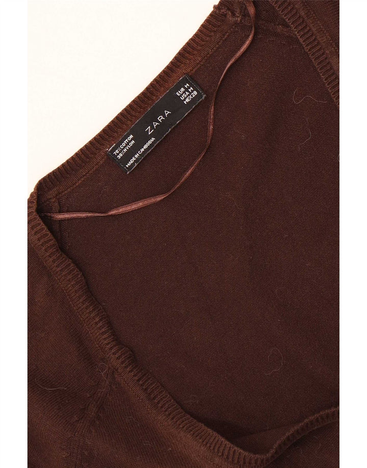 Sweter damski Zara Cardigan UK 12 Średni brązowy bawełniany