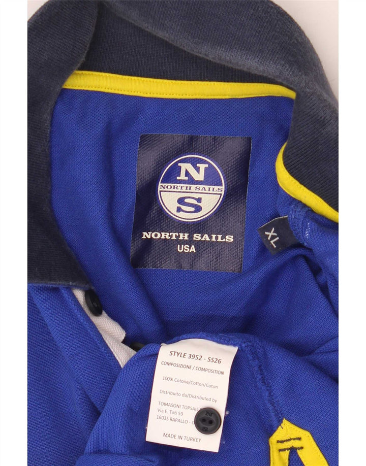 Męska koszulka polo z grafiką North Sails XL, niebieska, bawełniana