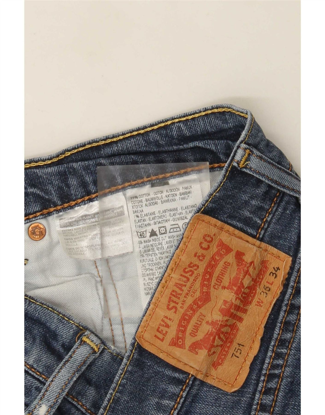 Męskie dżinsy Levi's 751 Straight W36 L31 Niebieskie bawełniane