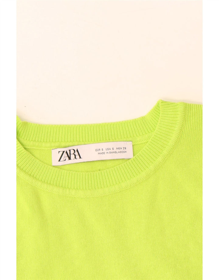 Damski sweter ZARA Crop z krótkim rękawem i dekoltem w łódkę UK 8 Small Green