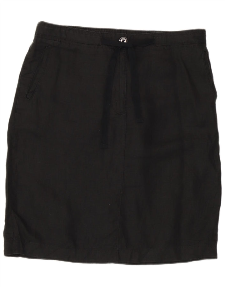 Marks & Spencer Damska prosta spódnica UK 12 Medium W32 Czarna lniana