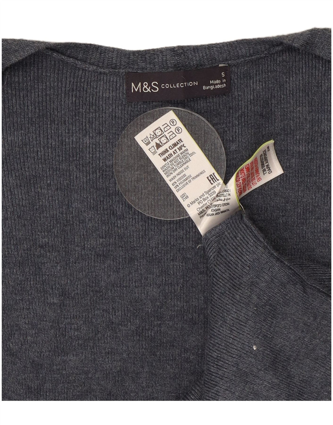 Marks & Spencer Damski sweter rozpinany o długim kroju, UK 10, mały, szary