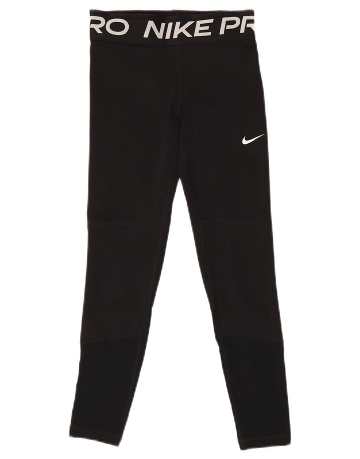 Dziewczęce legginsy Nike Dri Fit z grafiką 9-10 lat, małe, czarne, poliestrowe