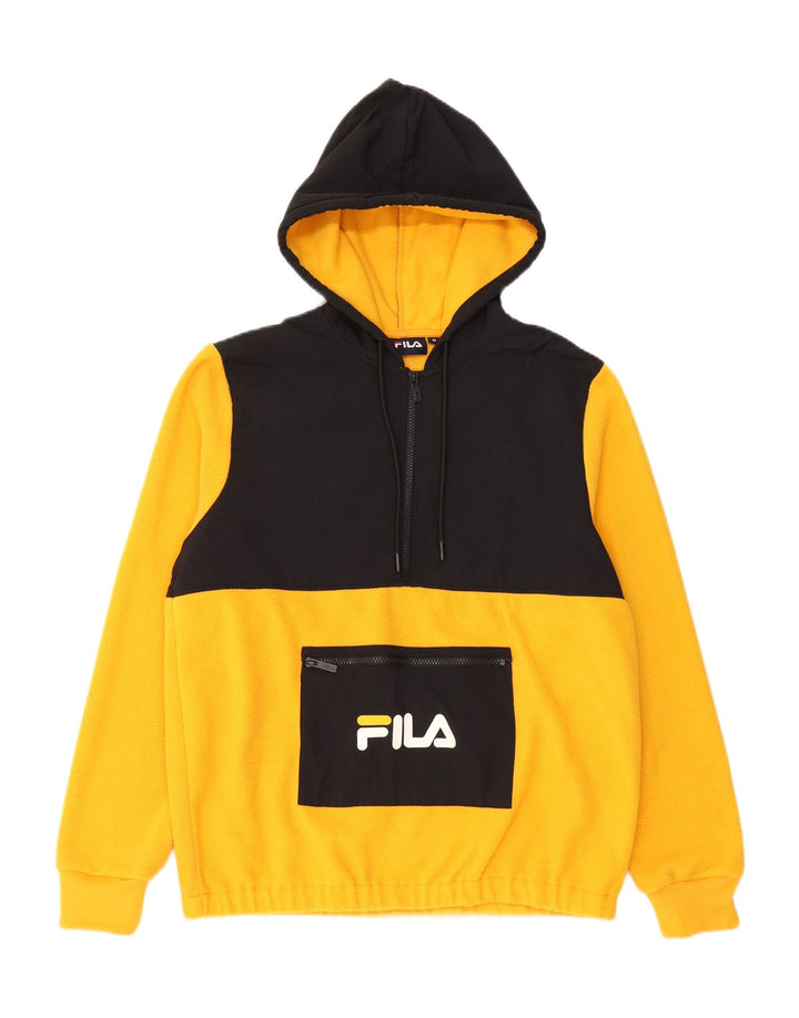 Męski sweter polarowy Fila z kapturem, w kolorze średniożółtym, z blokami kolorów