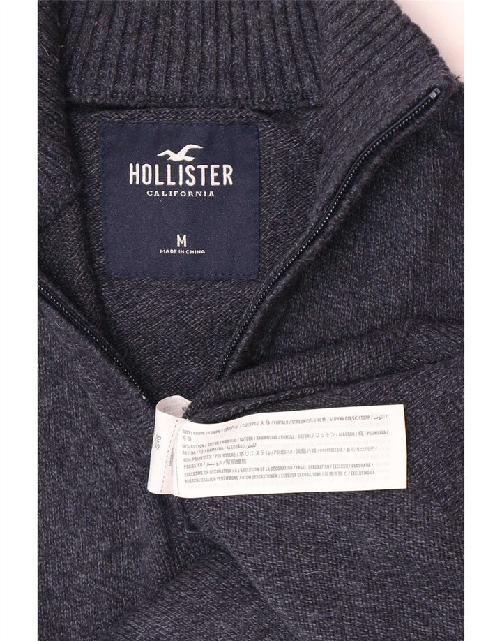 Męski sweter z zamkiem błyskawicznym Hollister, średni granatowy, bawełniany