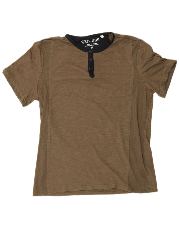 T-shirt męski Guess, bawełniany, średni khaki