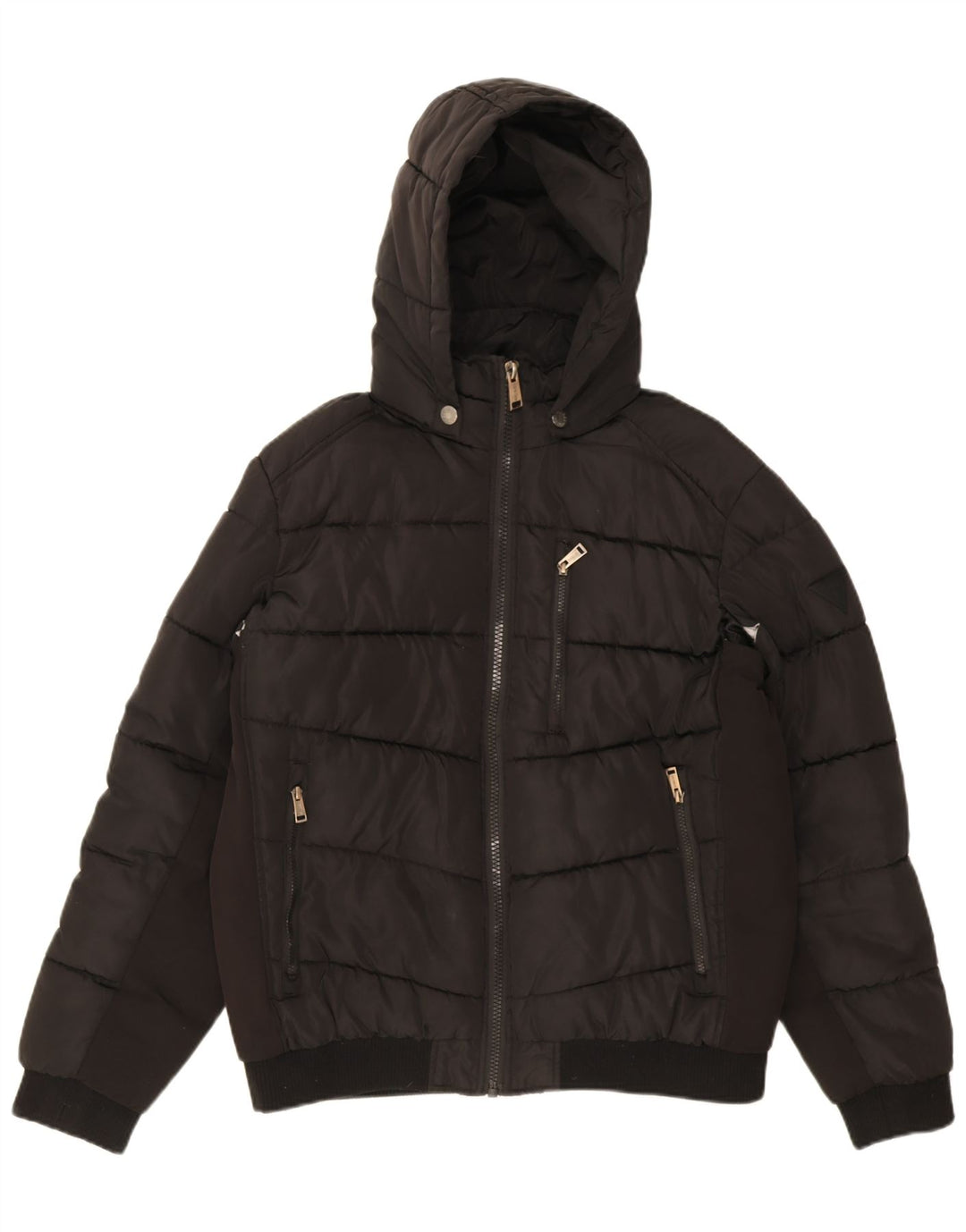 Męska ocieplana kurtka z kapturem Guess UK 42 XL, czarna, poliestrowa