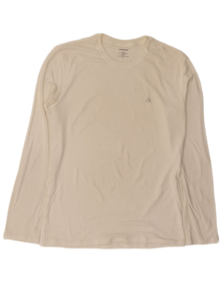 Męski top z długim rękawem Calvin Klein Jeans, średni kolor biały