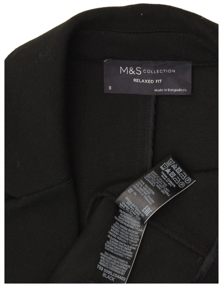 Marks & Spencer Damska marynarka o otwartym, swobodnym kroju, UK 8, mała czarna