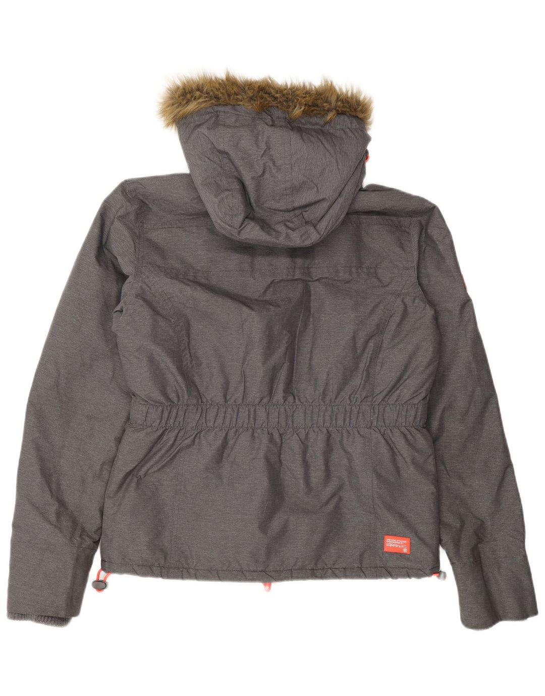 Damska kurtka wiatrówka z kapturem Superdry UK 16, duża, szary nylon