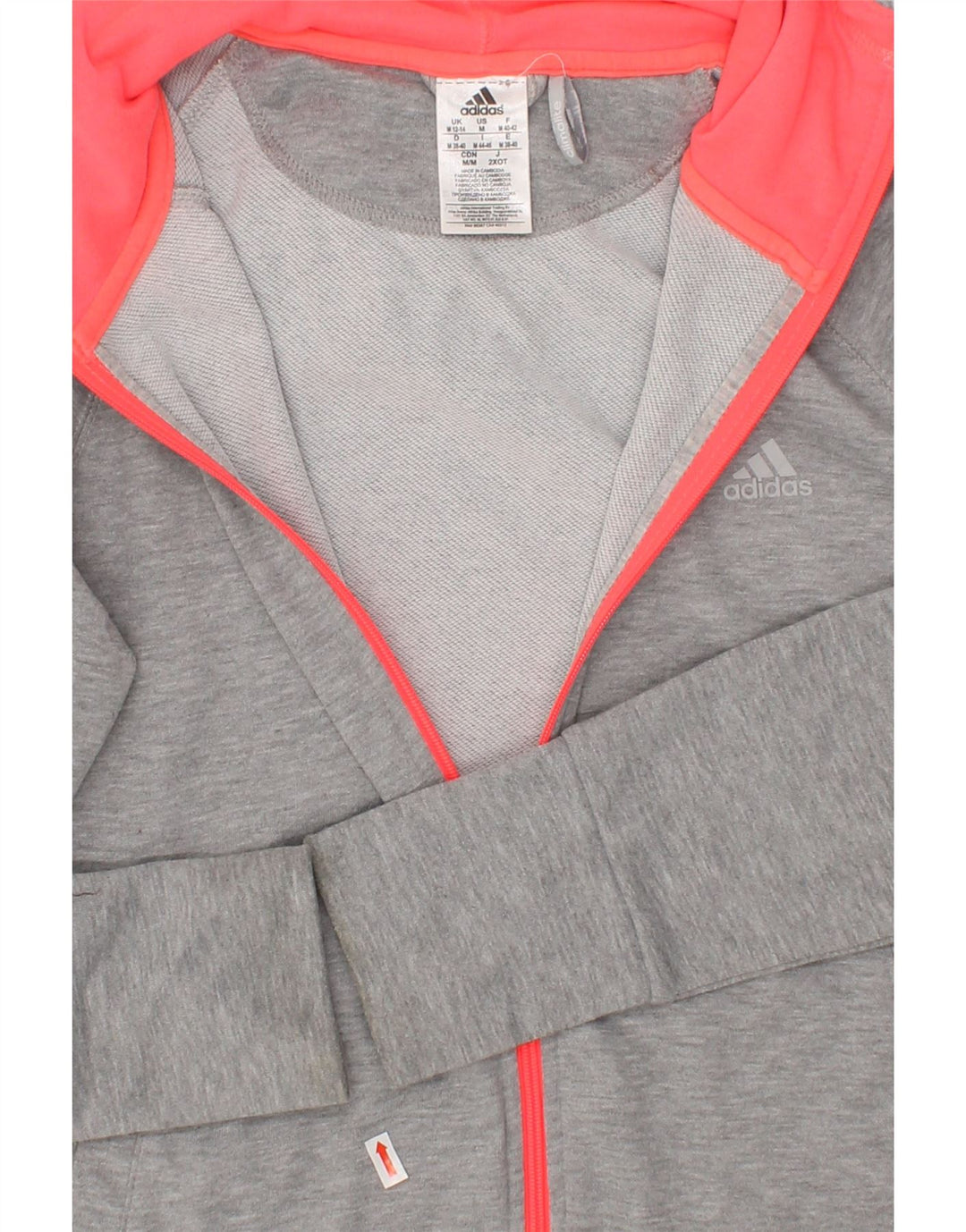 ADIDAS Womens Climalite Zip Hoodie Sweater UK 12/14 Medium Grey Polyester Vintage Adidas and Second-Hand Adidas from Messina Hembry 