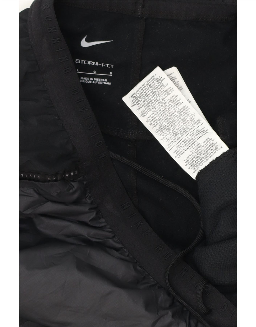 Męskie spodnie dresowe NIKE Storm-Fit, duży, czarny poliester z blokami kolorów