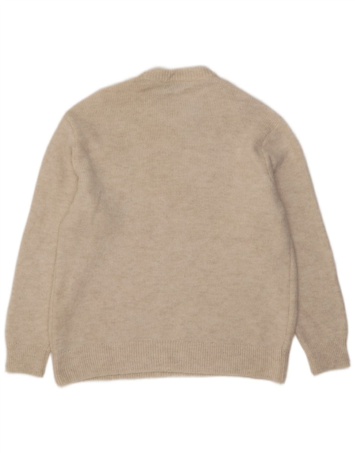 Męski sweter Zara z okrągłym dekoltem, duży, złamany biały akryl