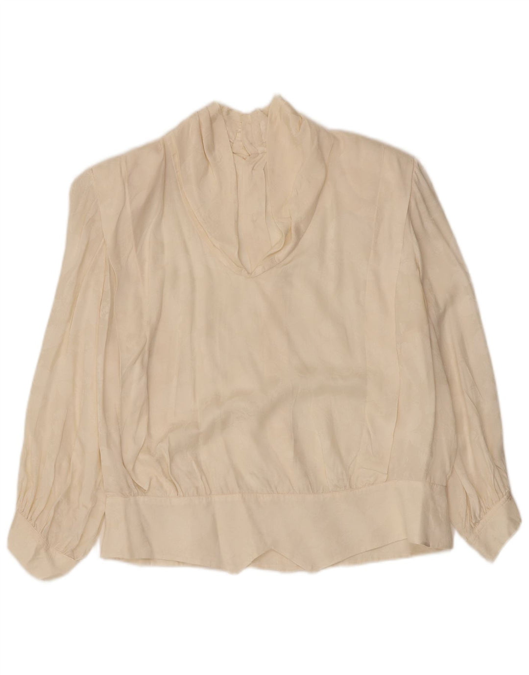 Damska bluzka koszulowa z rękawem 3/4 VINTAGE UK 14, duża w kolorze złamanej bieli, w kwiaty