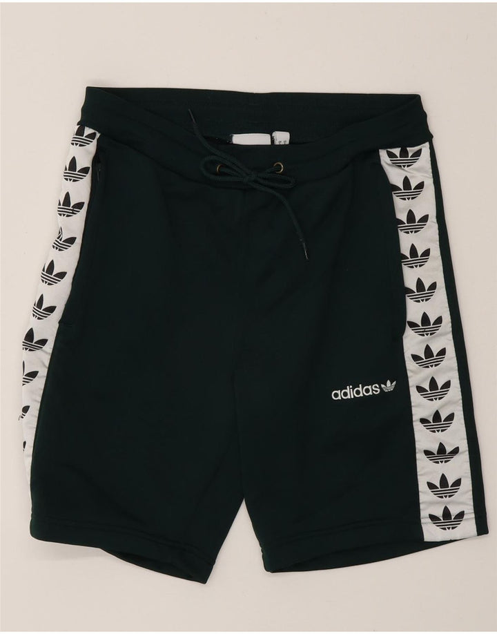Męskie spodenki sportowe Adidas z grafiką, małe, zielone, z blokami kolorów, poliestrowe