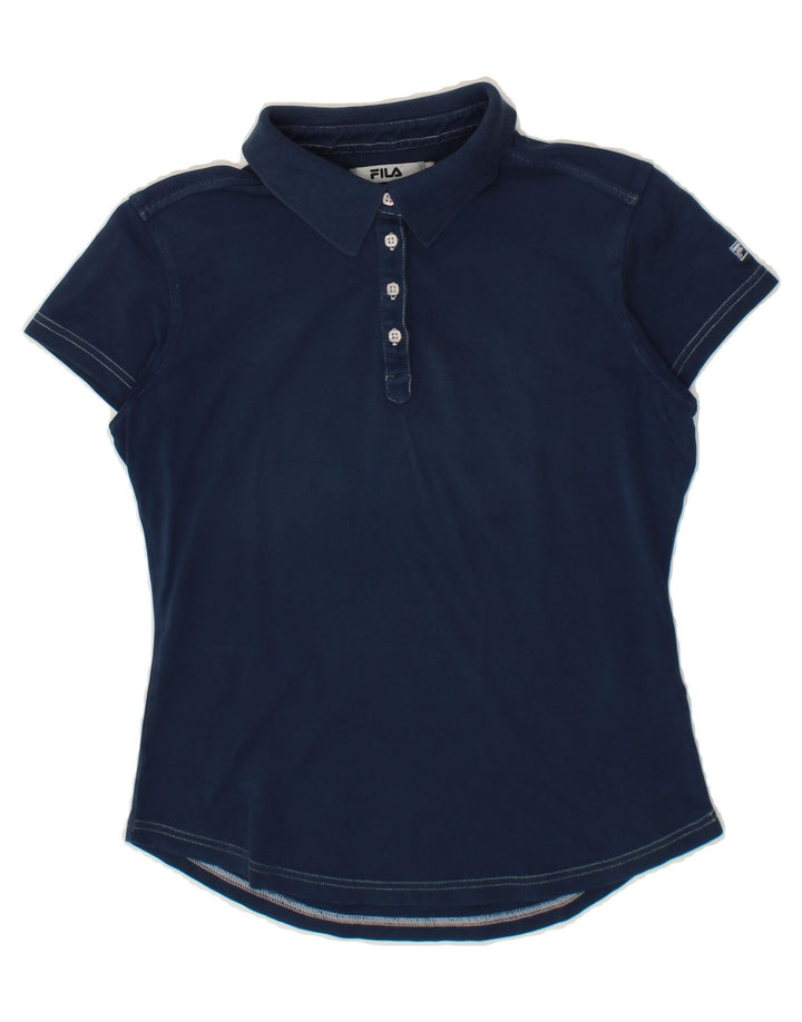FILA Womens Polo Shirt UK 12 Medium Navy Blue Cotton Vintage Fila and Second-Hand Fila from Messina Hembry 