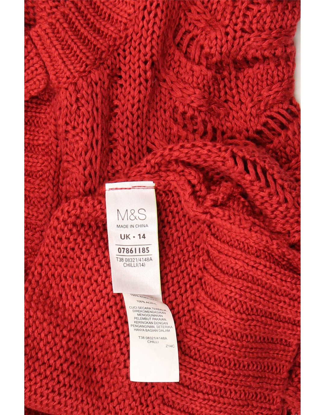 Marks & Spencer Damski sweter rozpinany z krótkim rękawem UK 14, duży czerwony