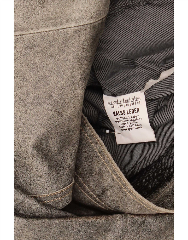 Męska skórzana kurtka bomber w stylu vintage UK 38, średnia szarość