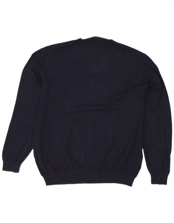 Męski sweter ZARA z dekoltem w kształcie litery V, 2XL, granatowo-wiskozowy