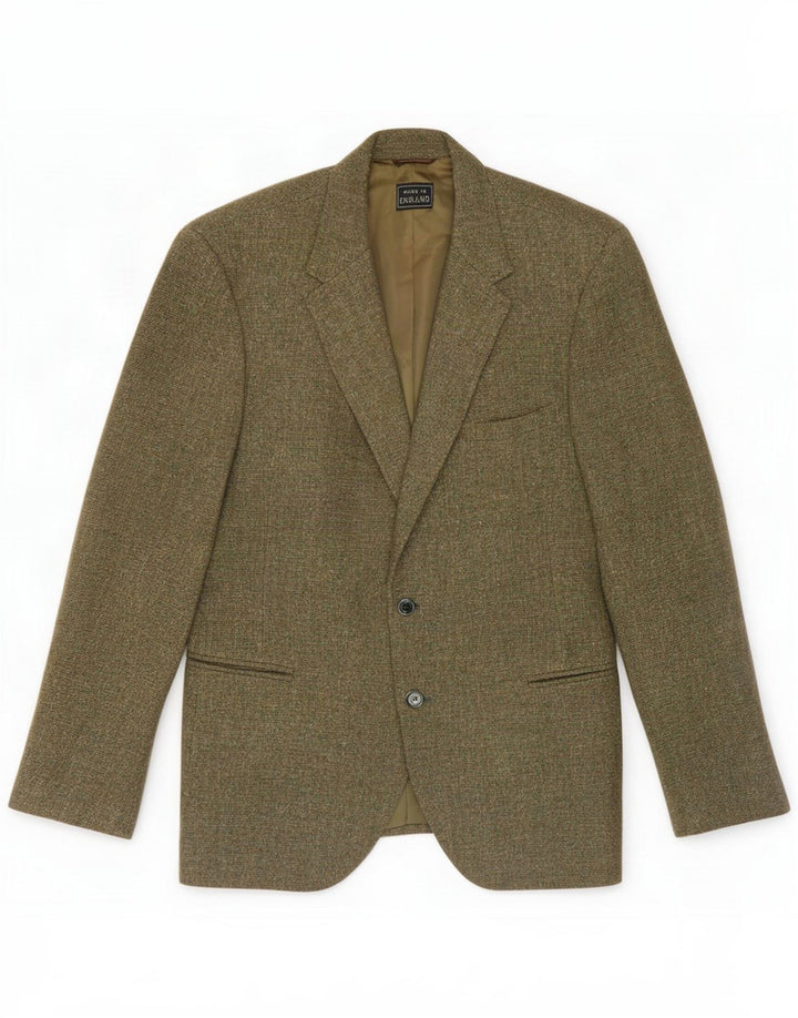 Harris Tweed Męska marynarka zapinana na 2 guziki UK 38 Średnio zielona wełniana nakrapiana