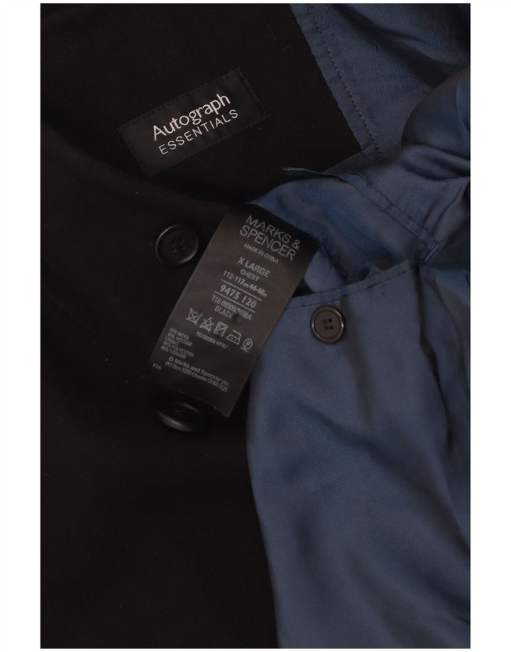 Marks & Spencer Męski dwurzędowy płaszcz UK 42 XL, czarna wełna