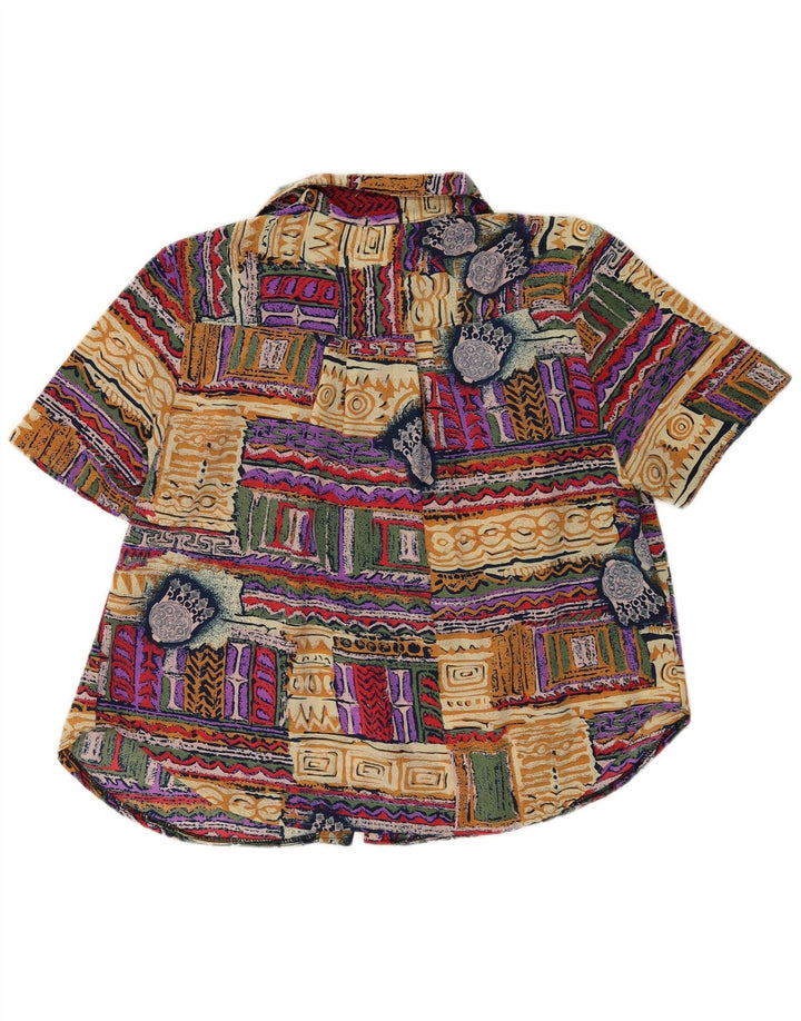 Vintage damska bluzka koszulowa w abstrakcyjny wzór UK 20 2XL wielobarwna