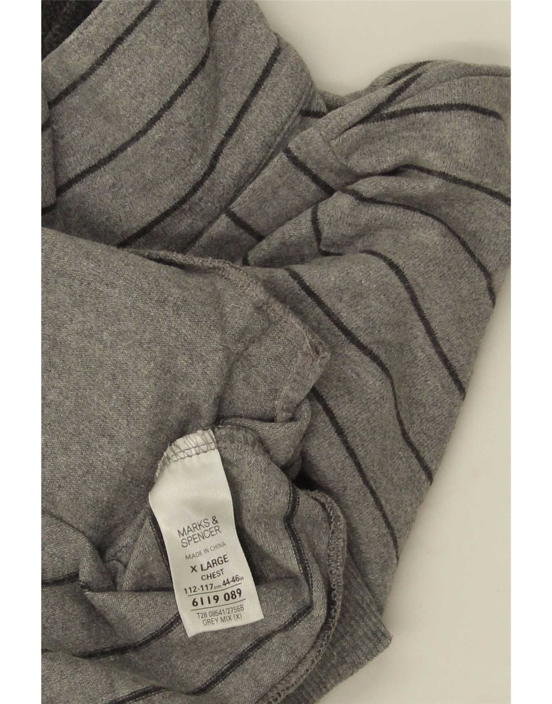 Marks & Spencer Męski sweter zapinany na guziki XL, bawełniany w szare paski